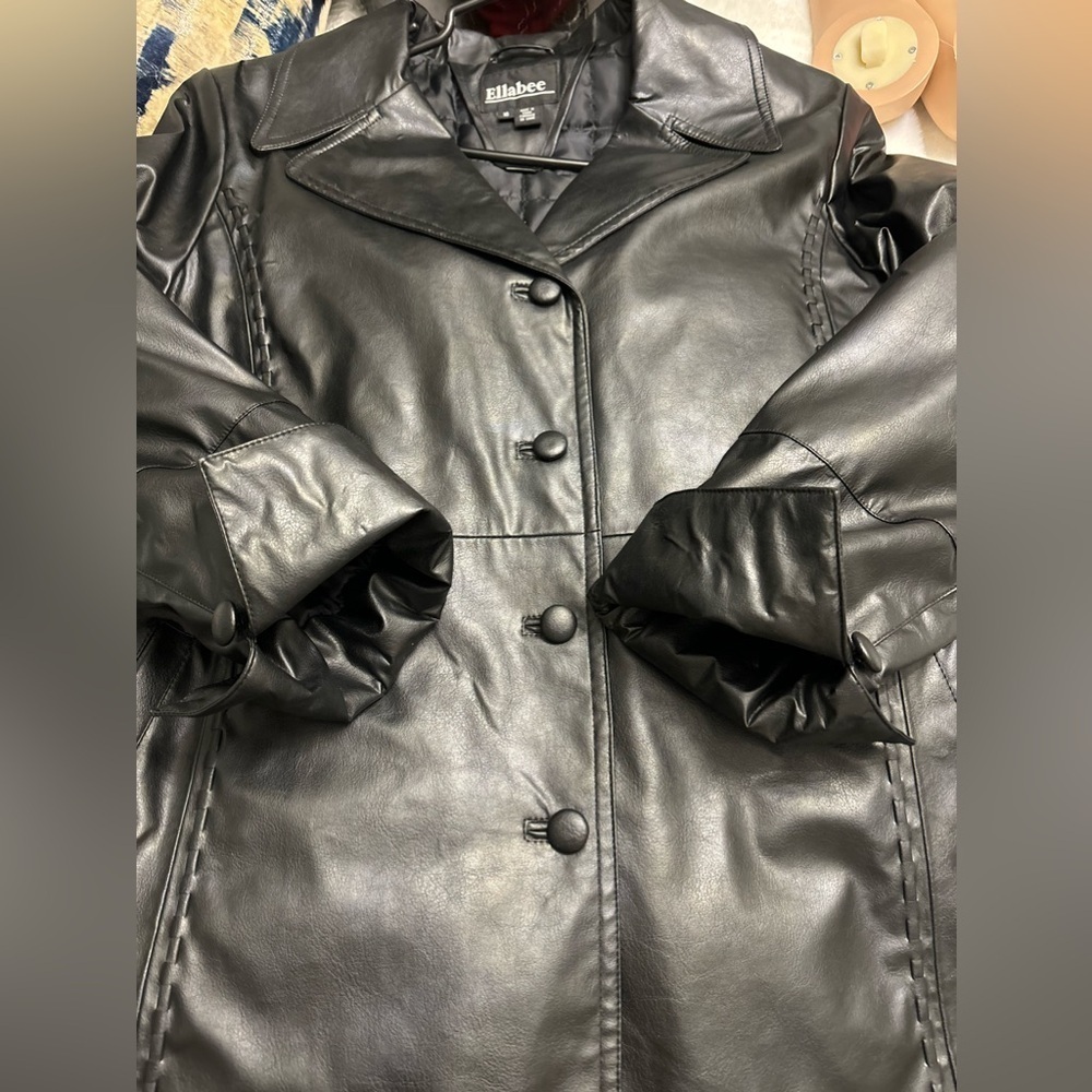 Ellabee PU Leather Jacket Coat Size 10